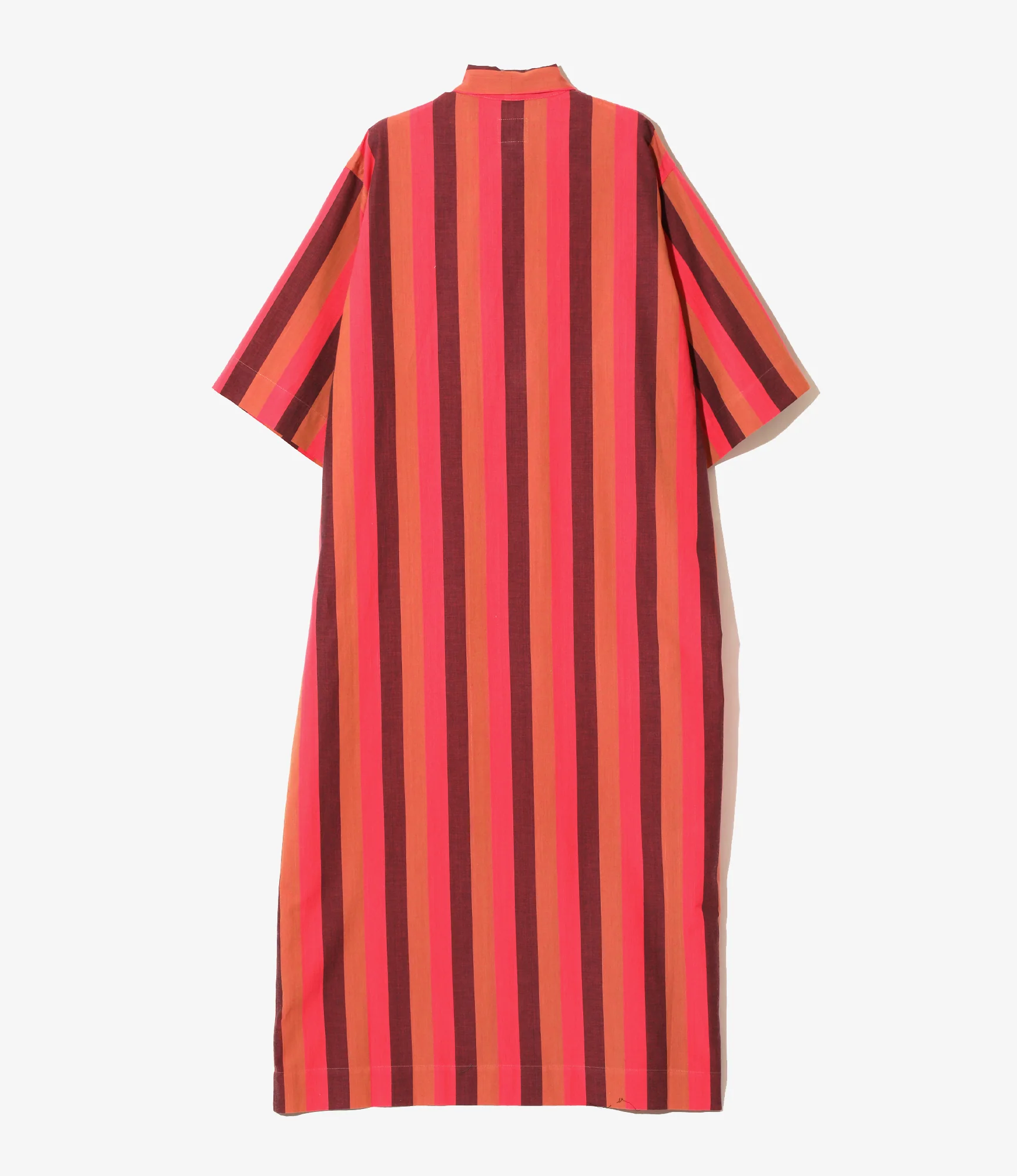 Ascot Collar Dress - Red - Cotton Lawn Stripe