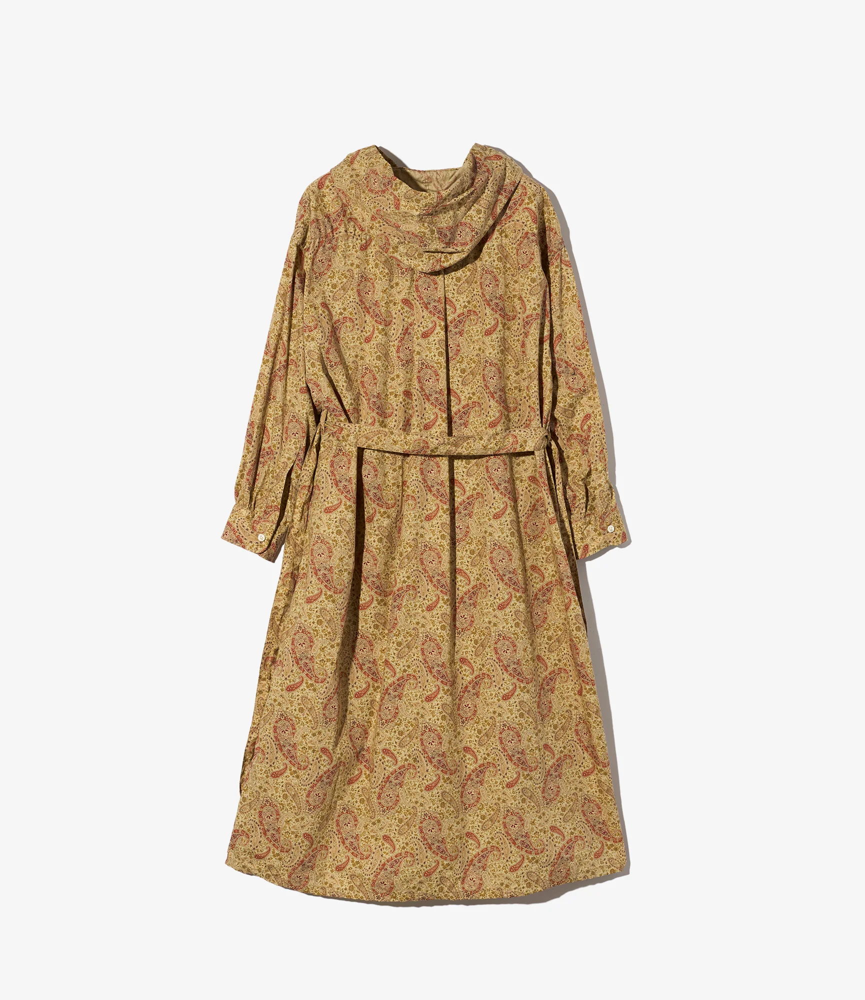 Hooded BD Dress - Khaki Cotton Paisley Print