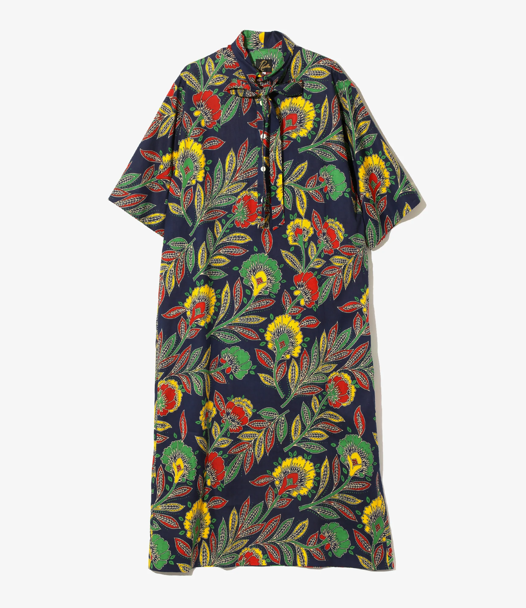 Ascot Collar Dress -  Botanical - Printed Cotton Lawn