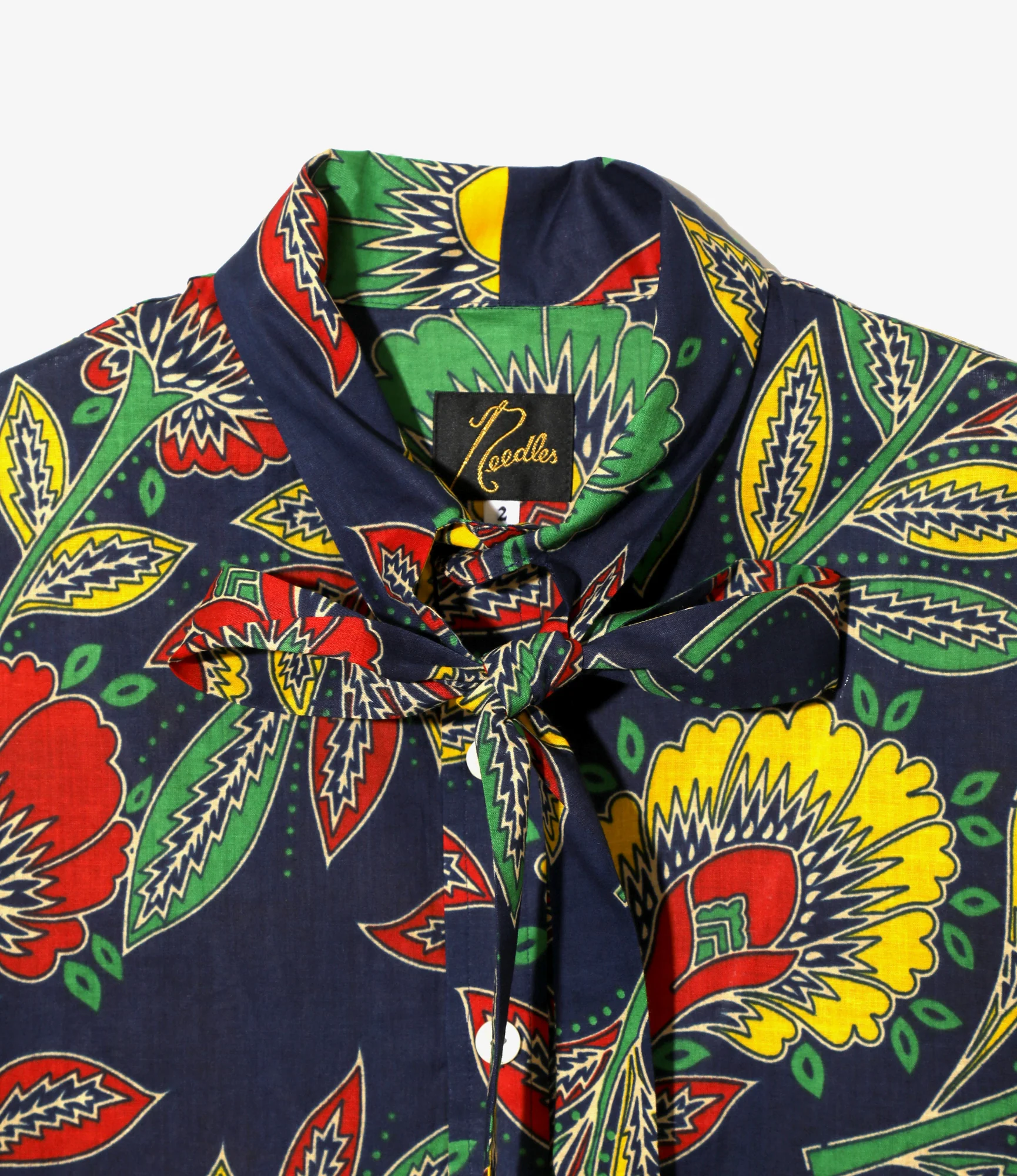 Ascot Collar Dress -  Botanical - Printed Cotton Lawn
