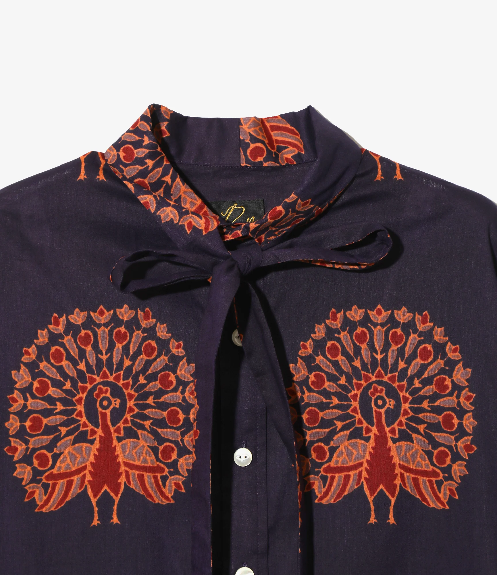 Ascot Collar Dress - Peacock - Printed Cotton Lawn 3 Ascot Collar Dress - Peacock - Printed Cotton Lawn