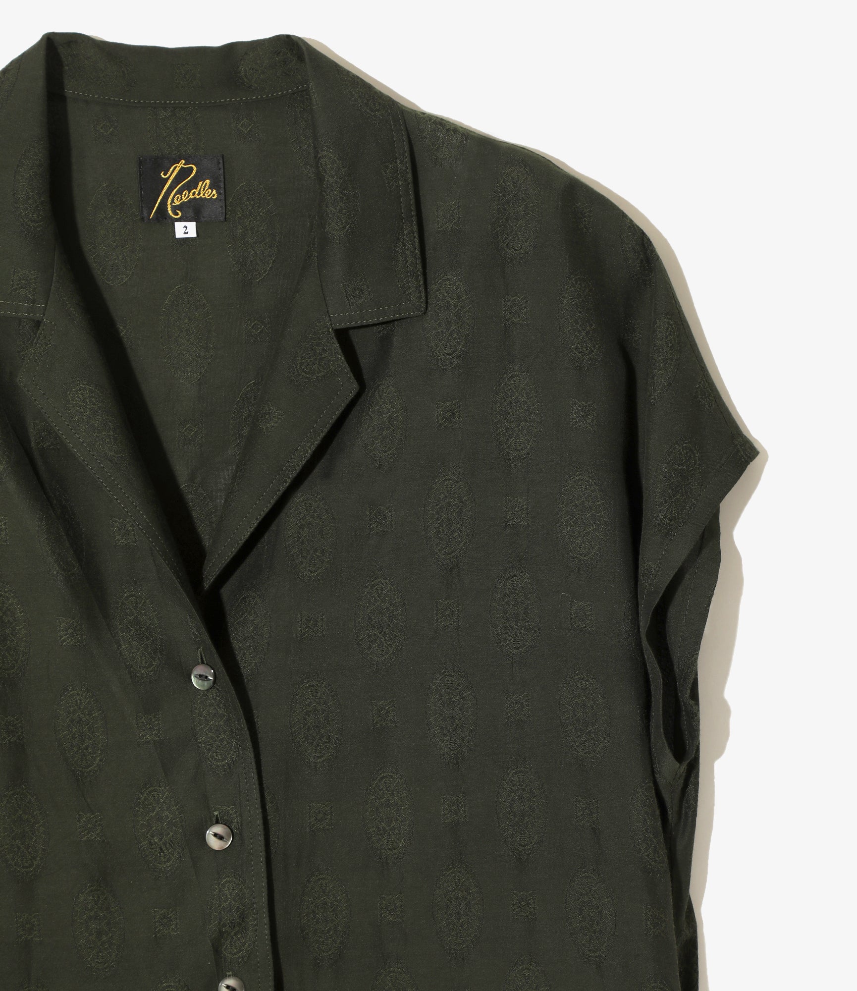 French Sleeve Dress - Dk. Green - Fine Pattern Jacquard
