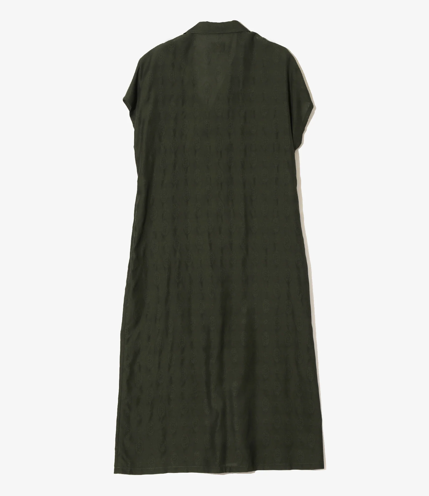 French Sleeve Dress - Dk. Green - Fine Pattern Jacquard