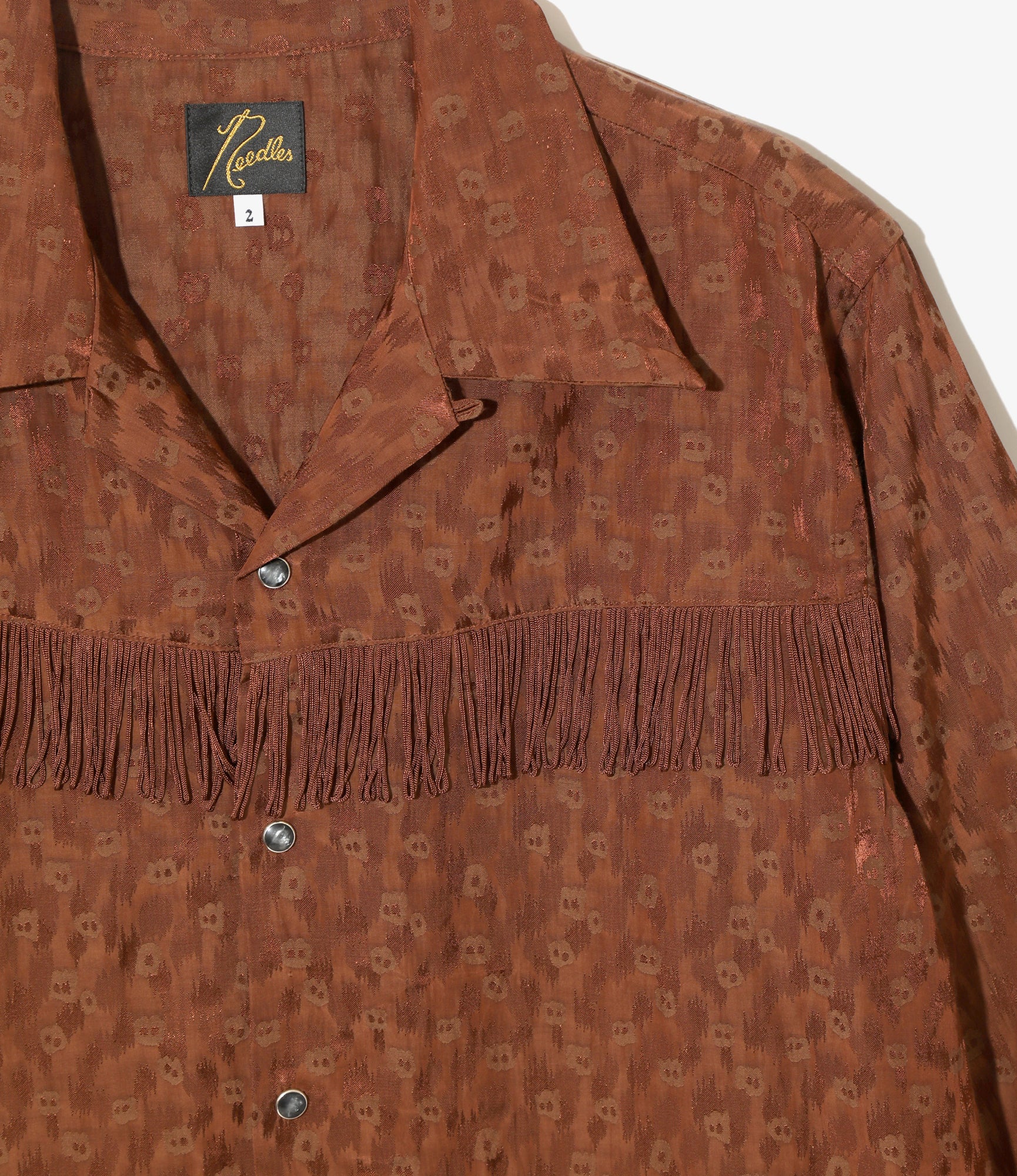Fringe Shirt Dress - Rust - R/C Leopard Jacquard