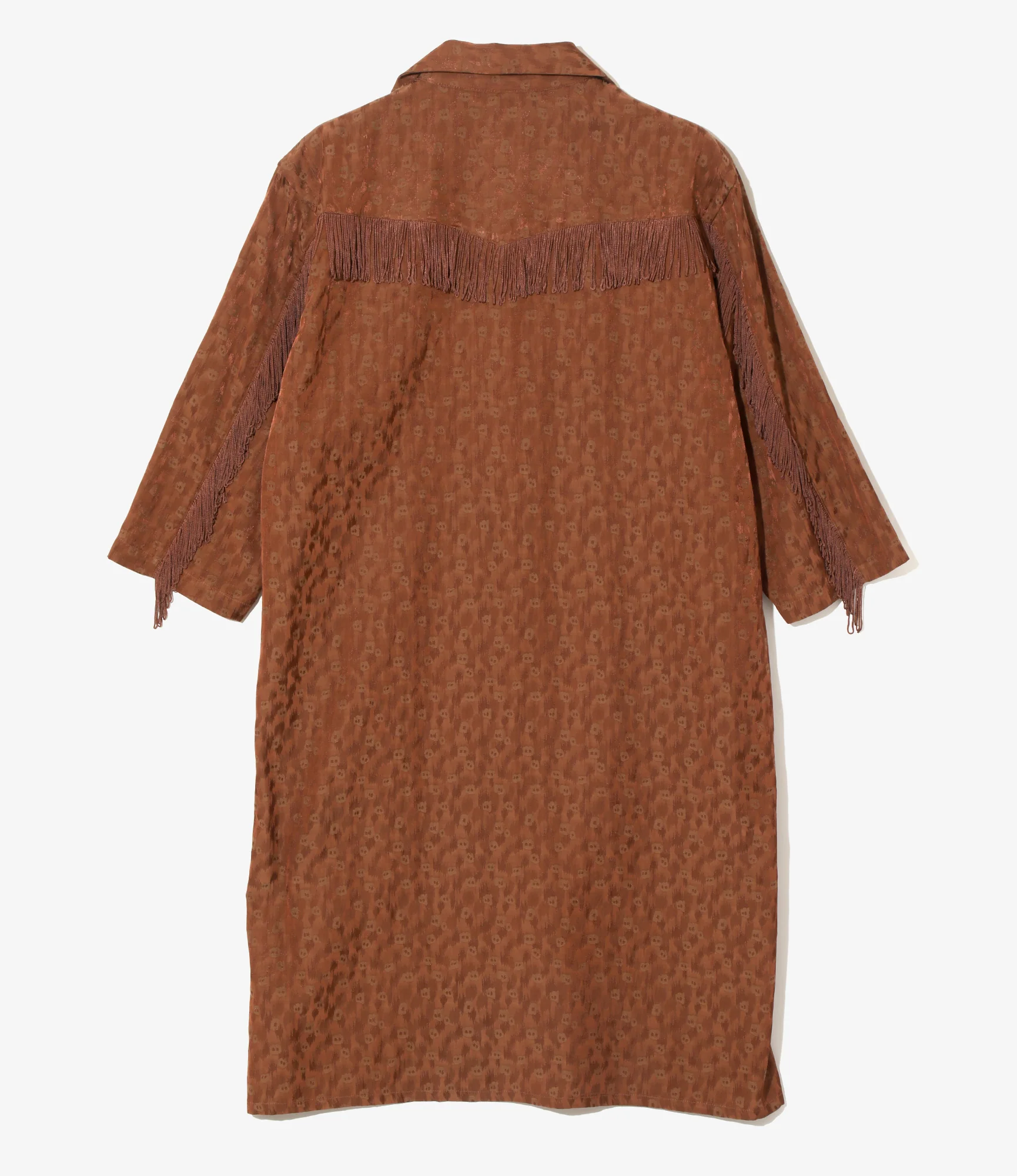 Fringe Shirt Dress - Rust - R/C Leopard Jacquard 3 Fringe Shirt Dress - Rust - R/C Leopard Jacquard