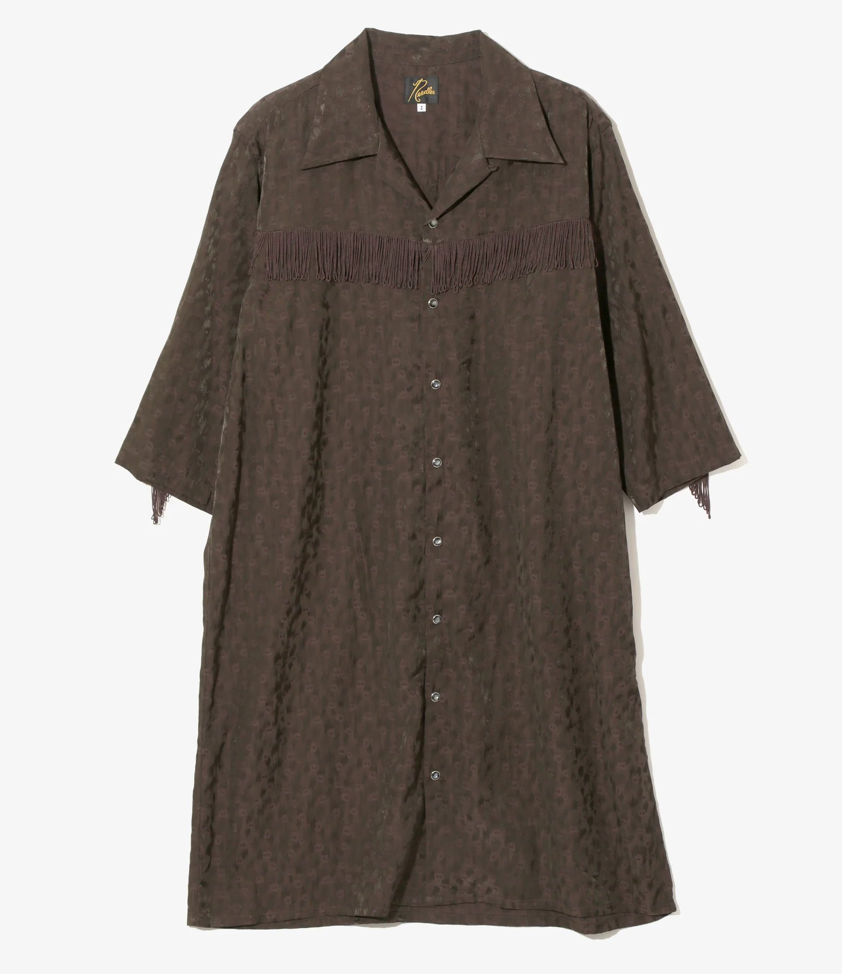 Fringe Shirt Dress - Dk.Brown - R/C Leopard Jacquard