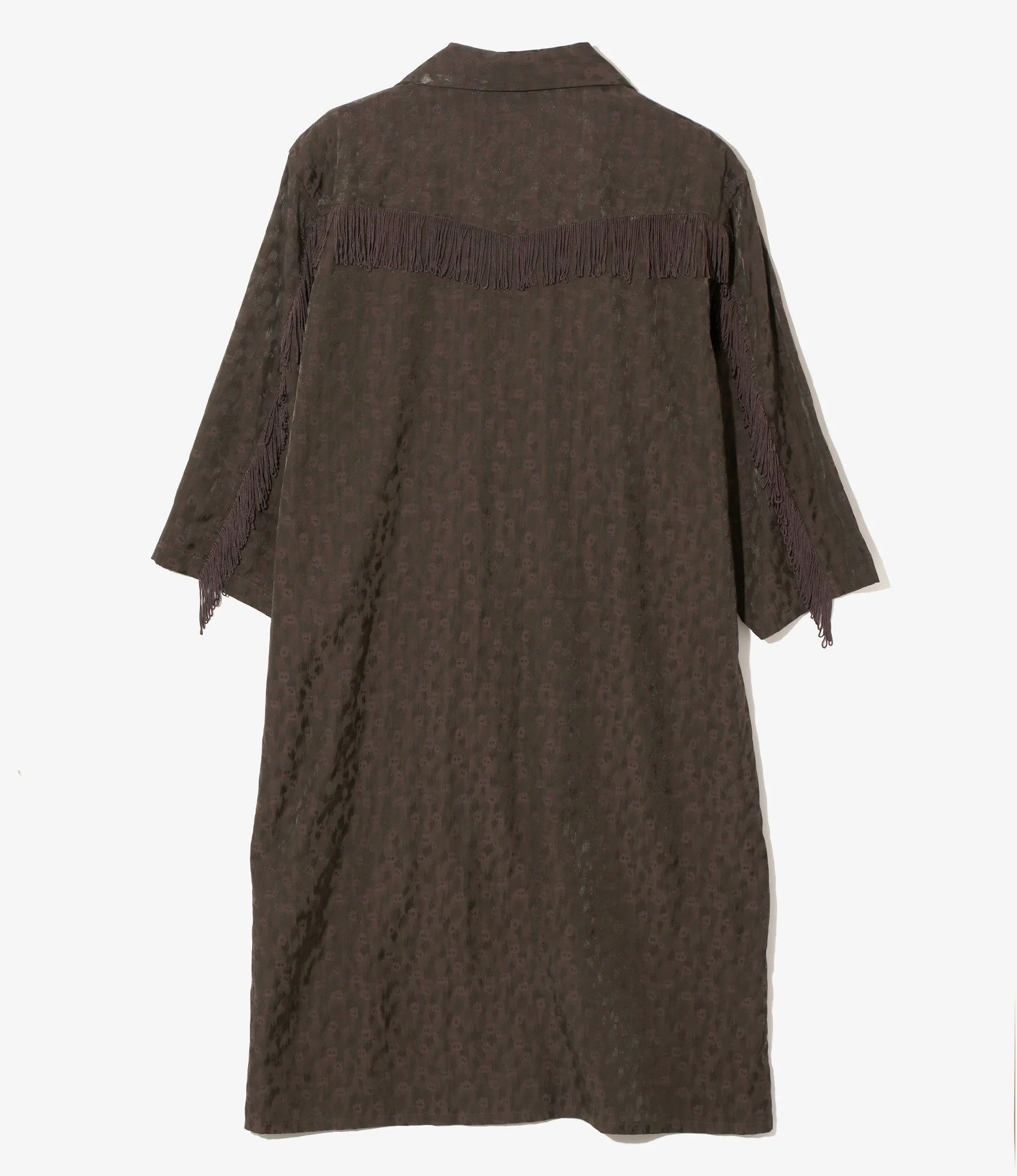Fringe Shirt Dress - Dk.Brown - R/C Leopard Jacquard