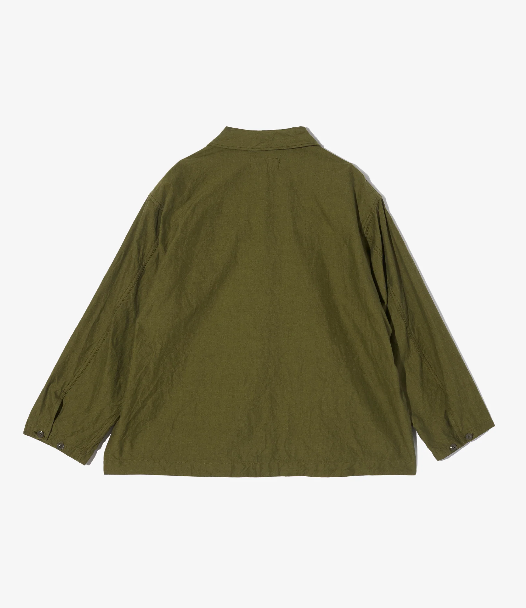 Army Pop Over Shirt - Olive Cotton Iridescent 3 Army Pop Over Shirt - Olive Cotton Iridescent