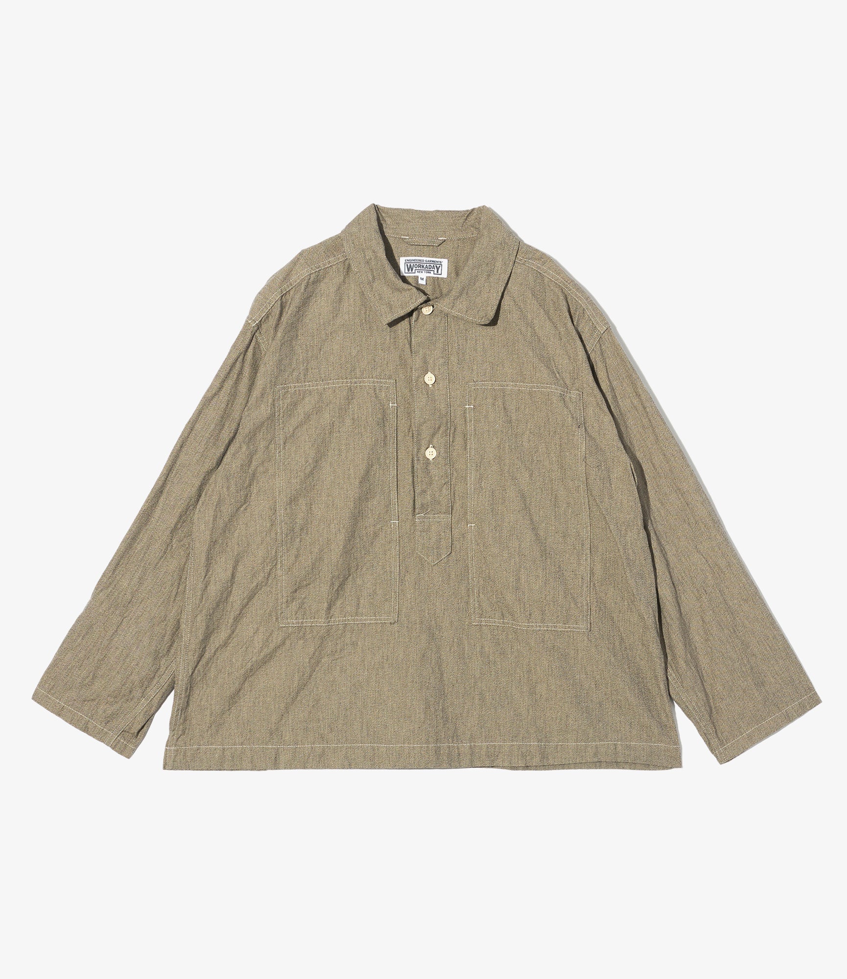 Army Pop Over Shirt - H. Grey Cotton Chambray