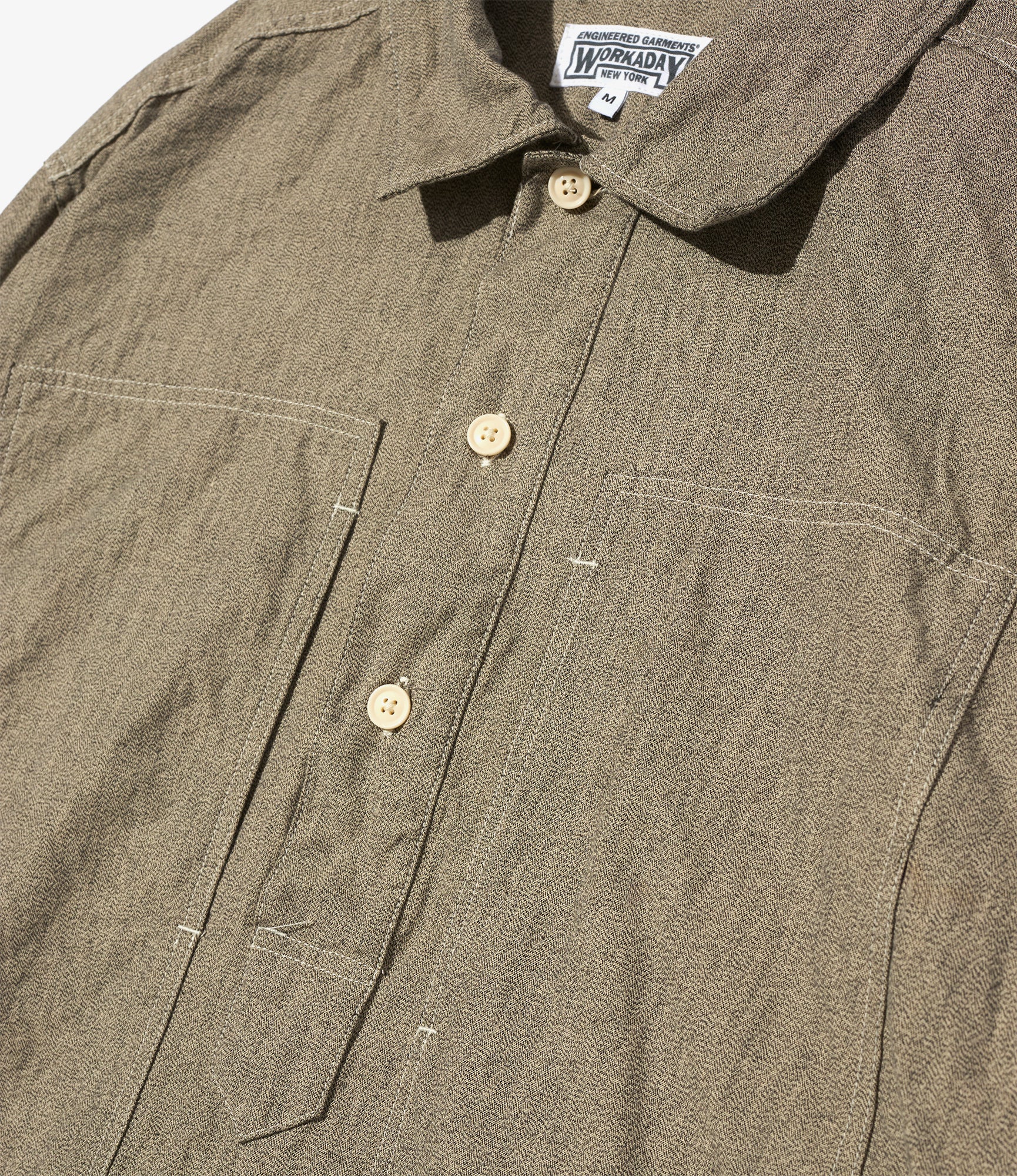 Army Pop Over Shirt - H. Grey Cotton Chambray