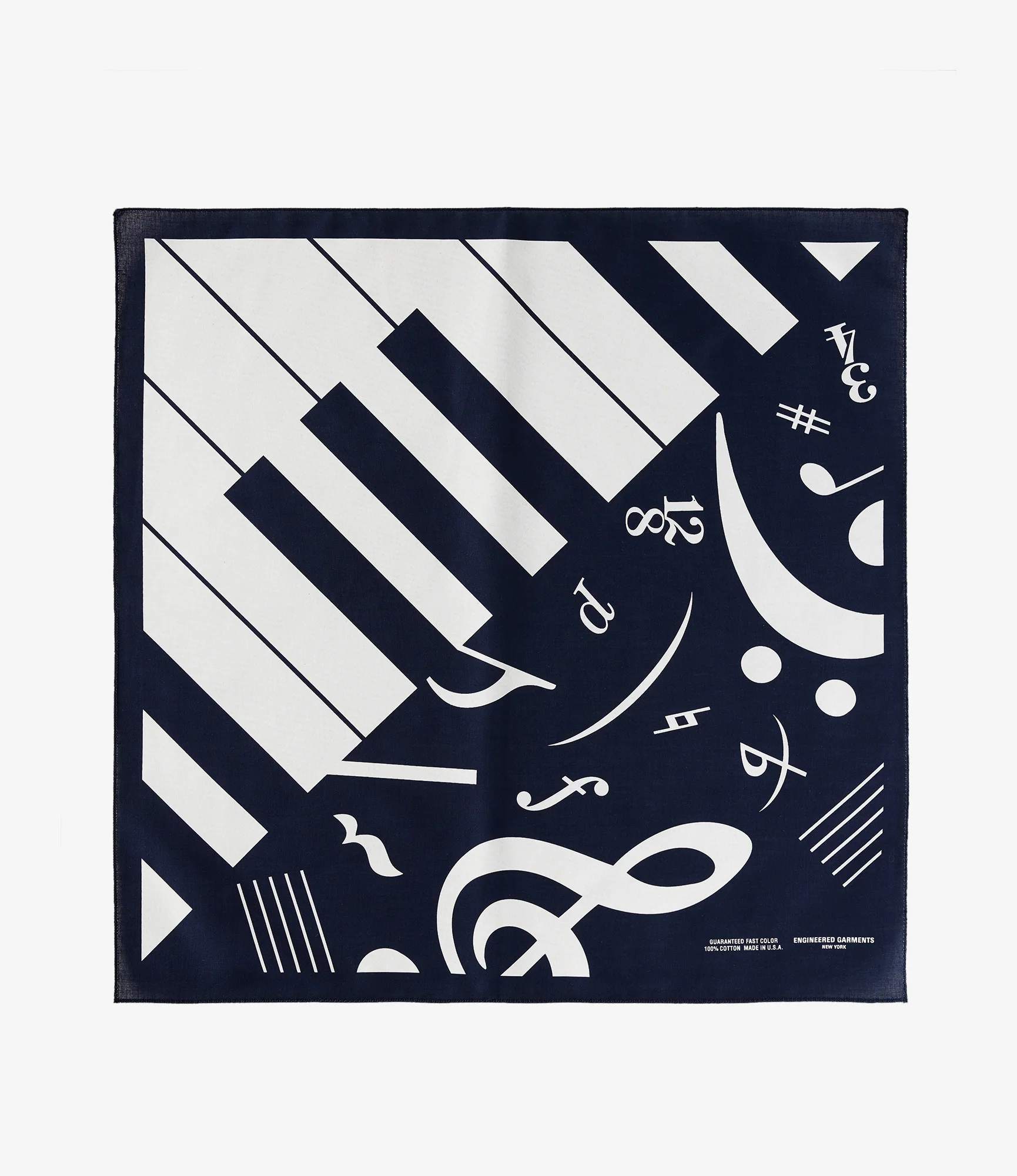Printed Bandana - Navy - Piano