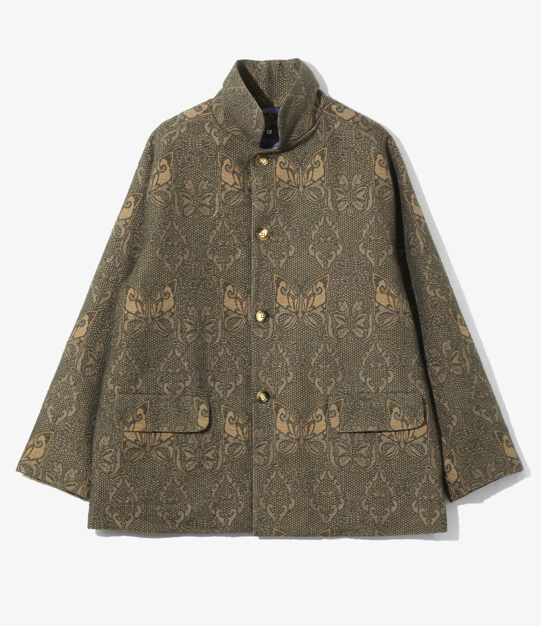 Stand Collar Jacket - Green - Papillon Jacquard