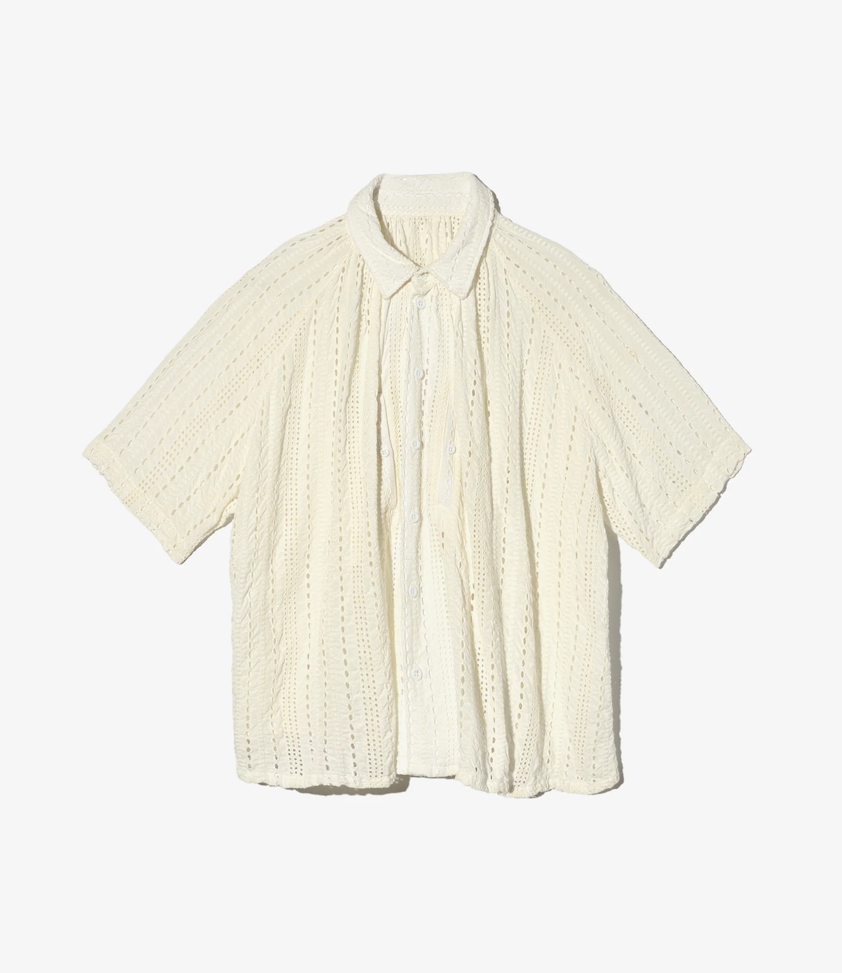 LAB Shirt - White Rayon Embroidery Eyelet
