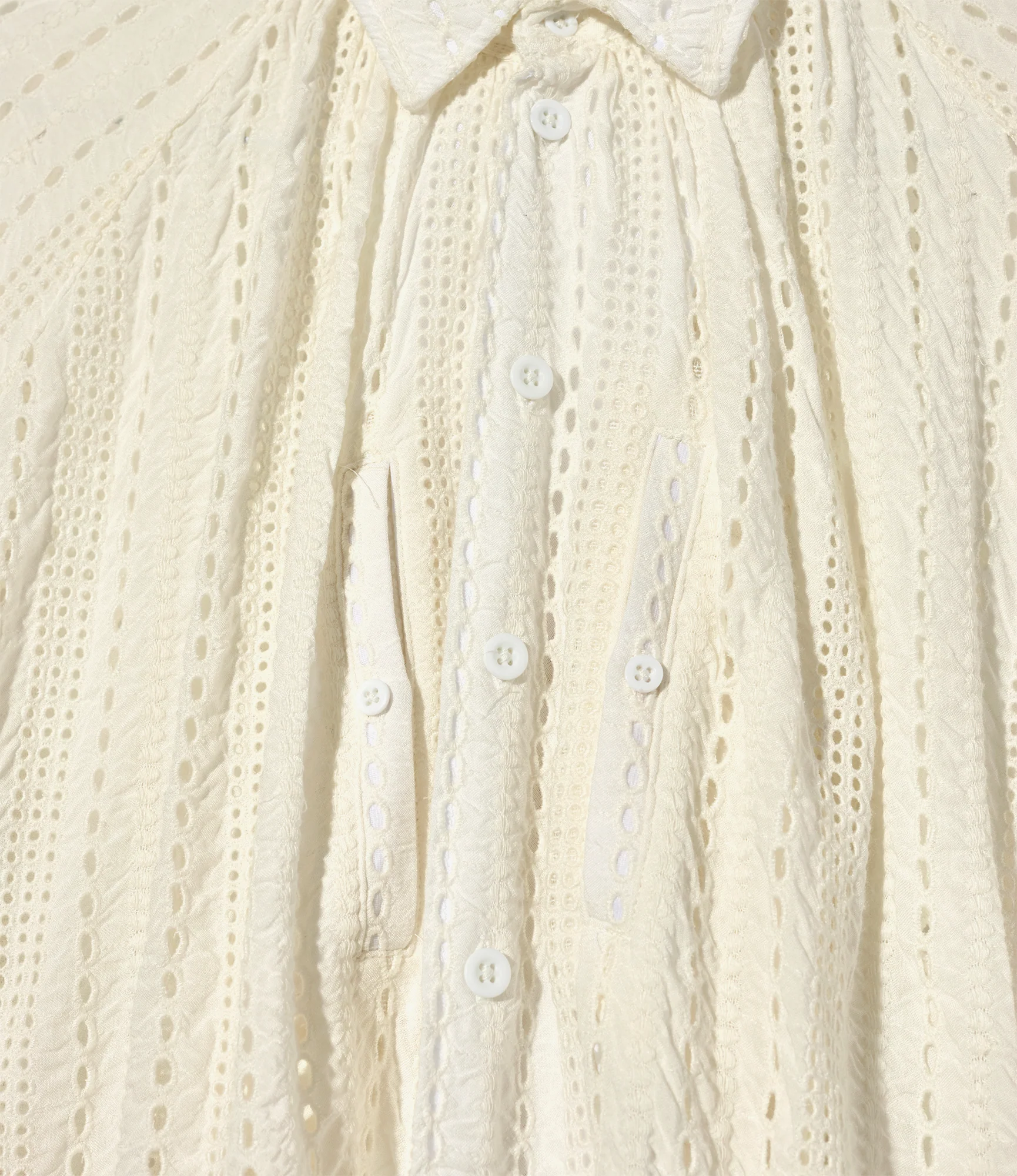 LAB Shirt - White Rayon Embroidery Eyelet