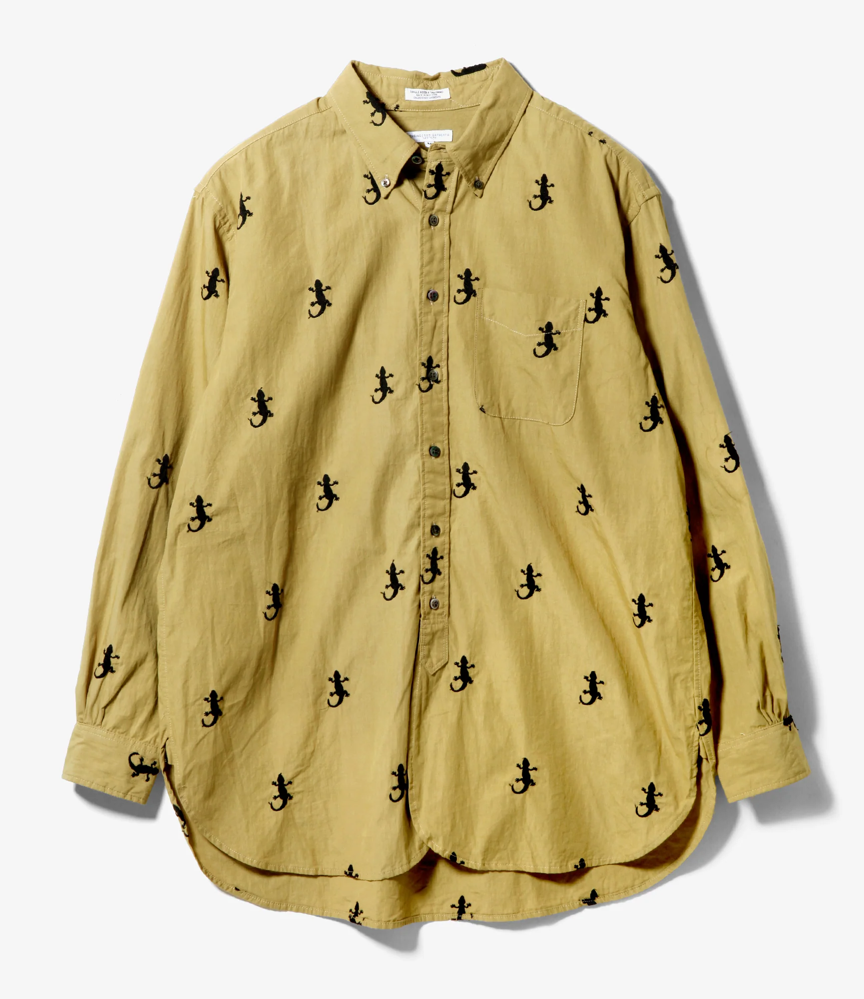 19th Century BD Shirt - Khaki Gecko Embroidery