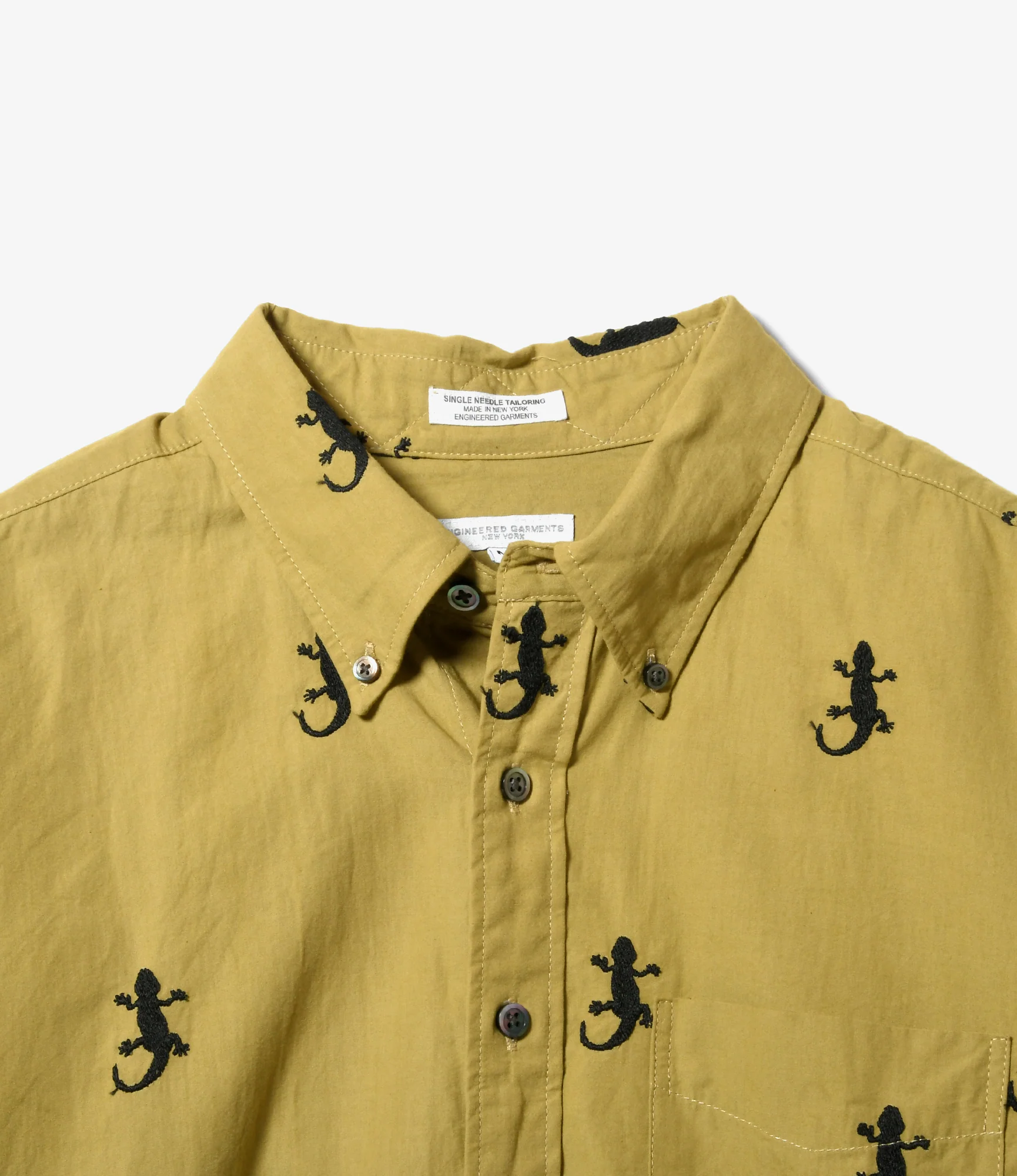 19th Century BD Shirt - Khaki Gecko Embroidery