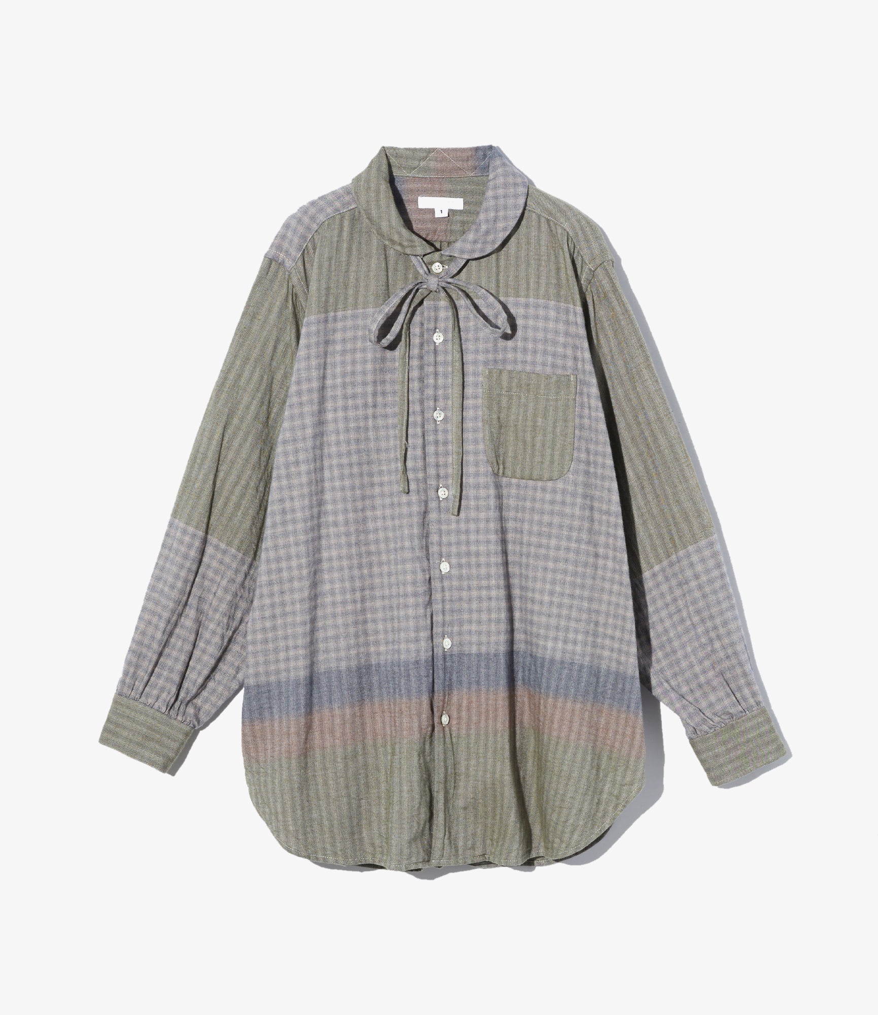 Women's Rounded Collar Shirt - Ivory 21W Corduroy Polka Dot Print