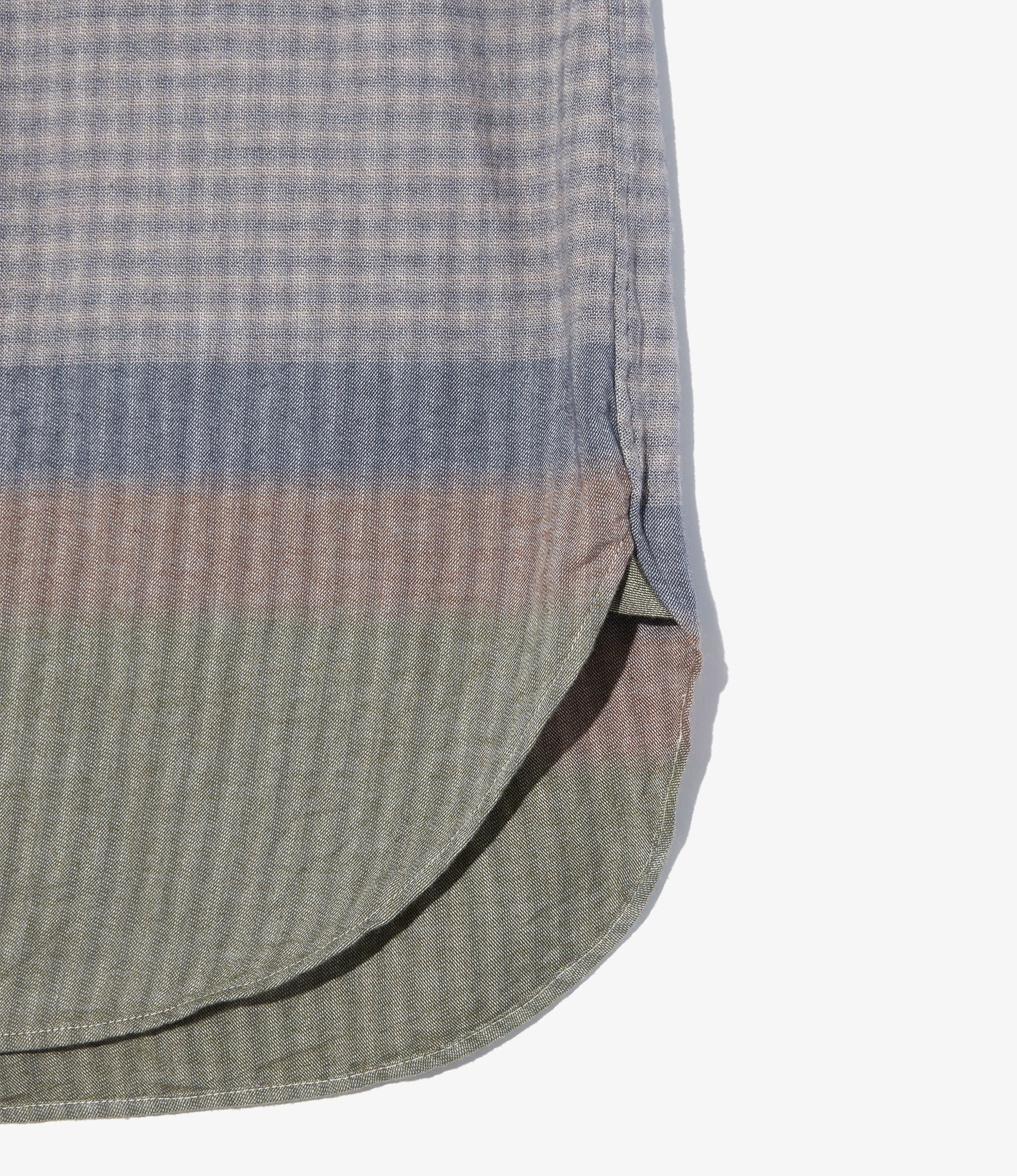 Women's Rounded Collar Shirt - Multi Color Smoky Horizontal Stripe 4 Women's Rounded Collar Shirt - Multi Color Smoky Horizontal Stripe