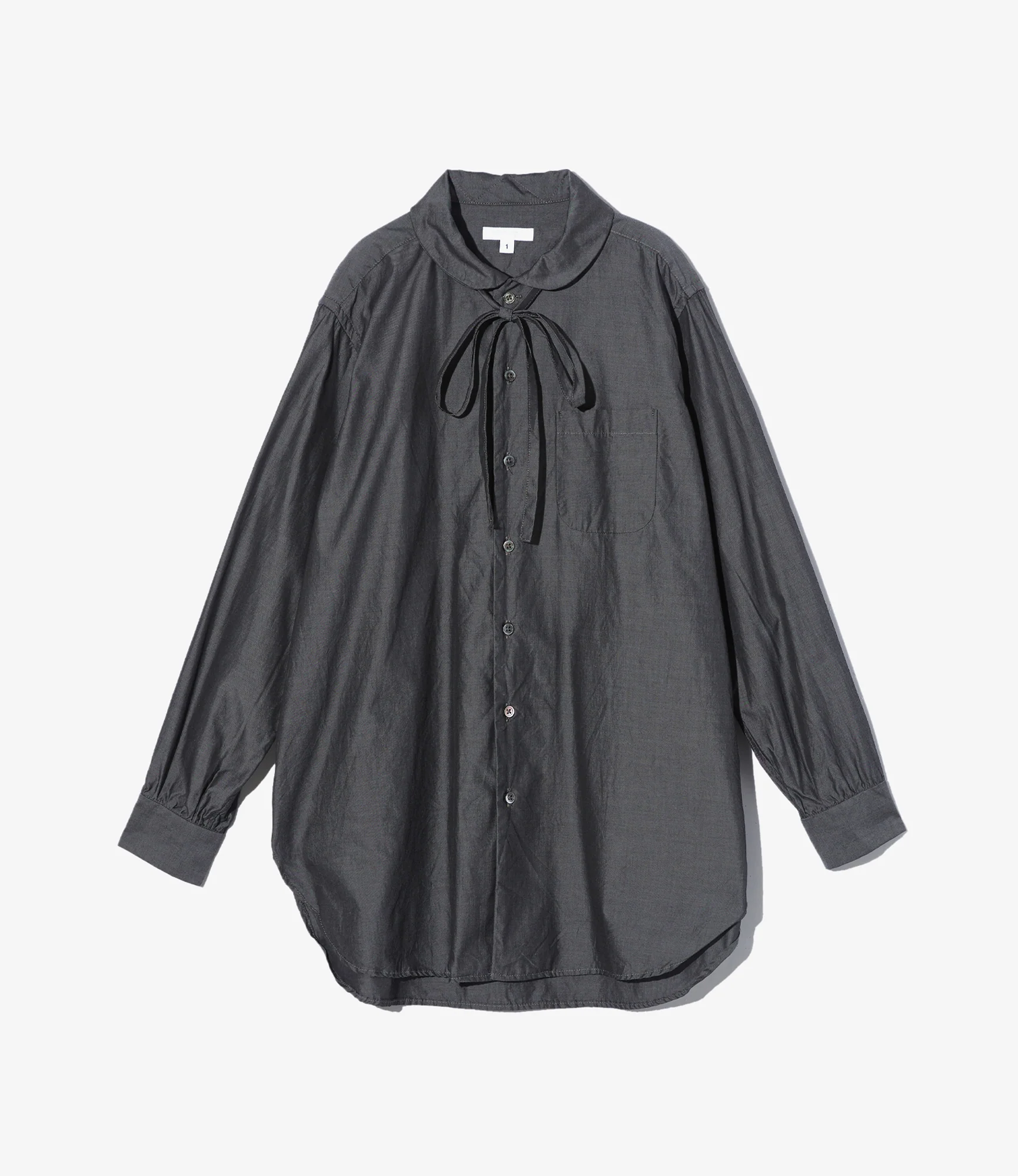 Women's Rounded Collar Shirt - Charcoal Cotton Iridescent Broadcloth