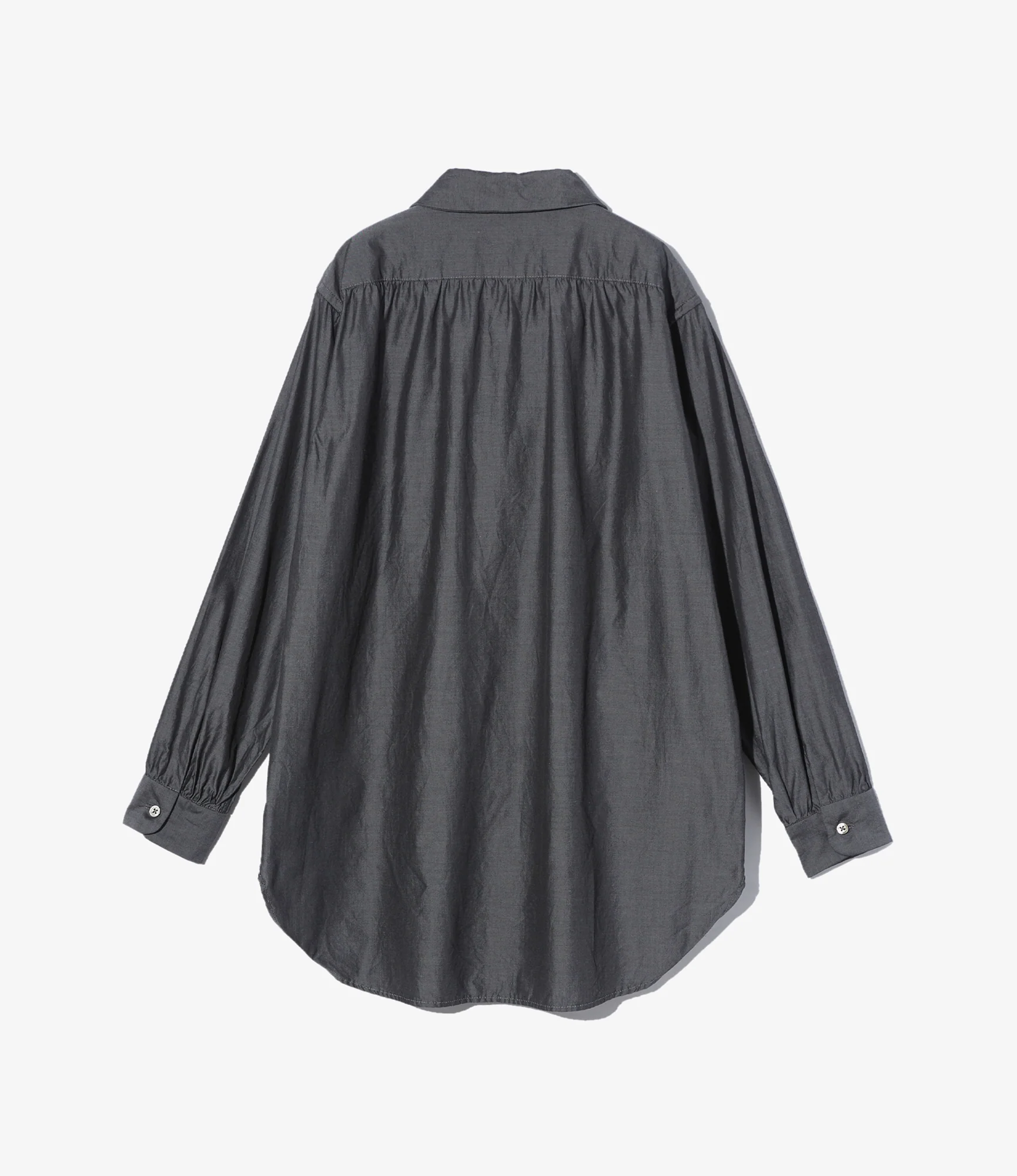 Women's Rounded Collar Shirt - Charcoal Cotton Iridescent Broadcloth 2 Women's Rounded Collar Shirt - Charcoal Cotton Iridescent Broadcloth