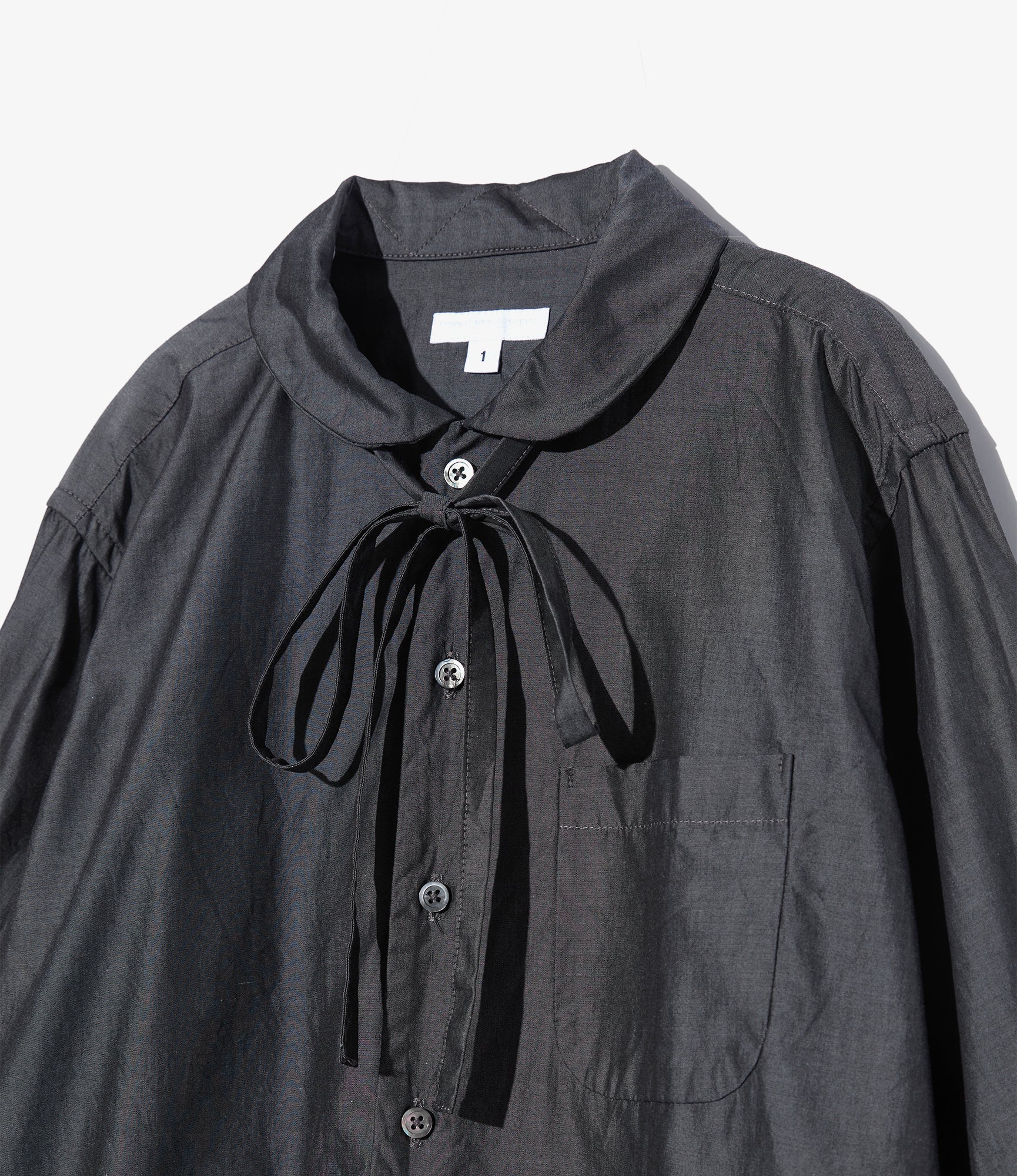 Women's Rounded Collar Shirt - Charcoal Cotton Iridescent Broadcloth 3 Women's Rounded Collar Shirt - Charcoal Cotton Iridescent Broadcloth