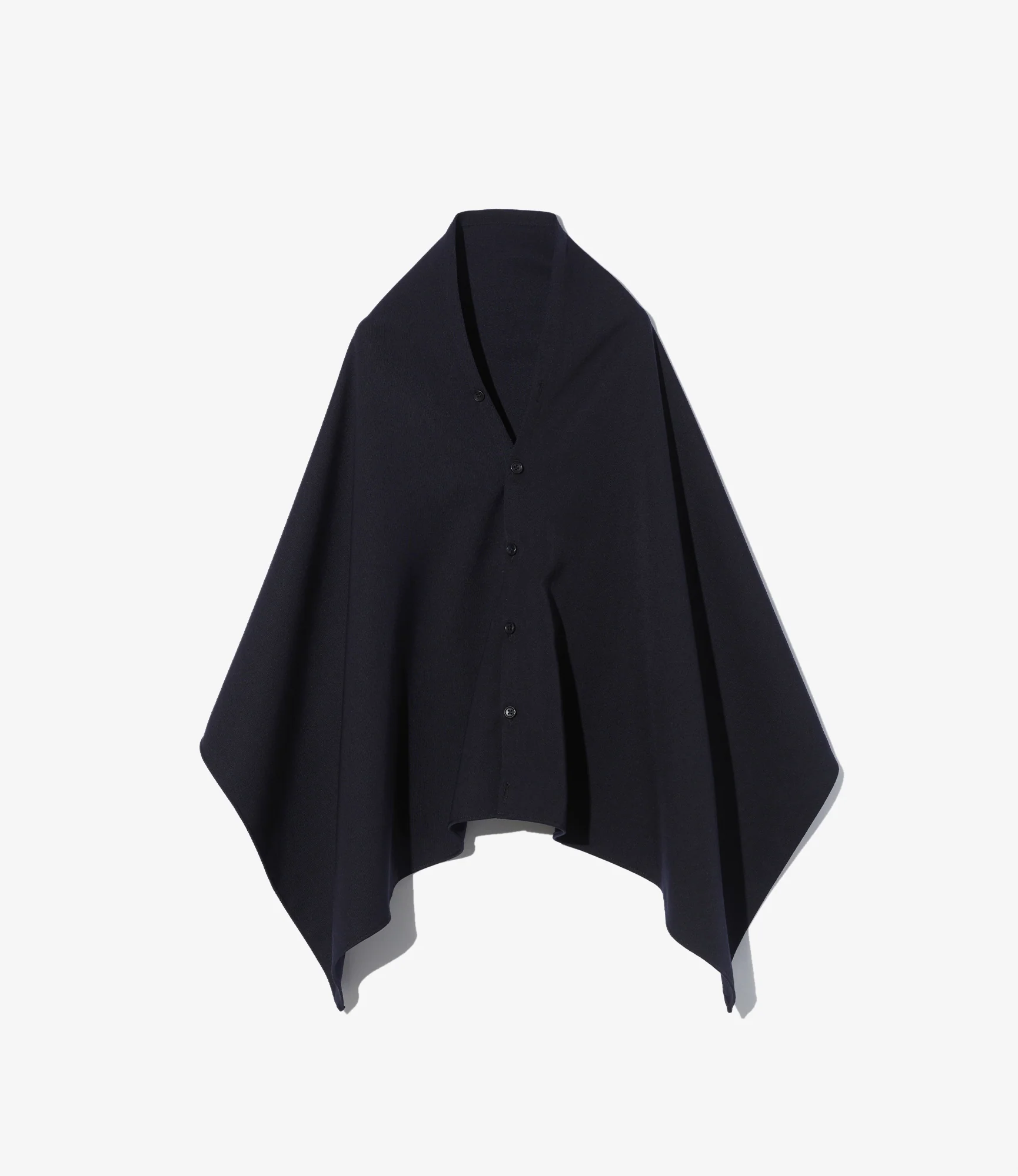 Button Shawl - Dk. Navy Heavy Wool Elastique