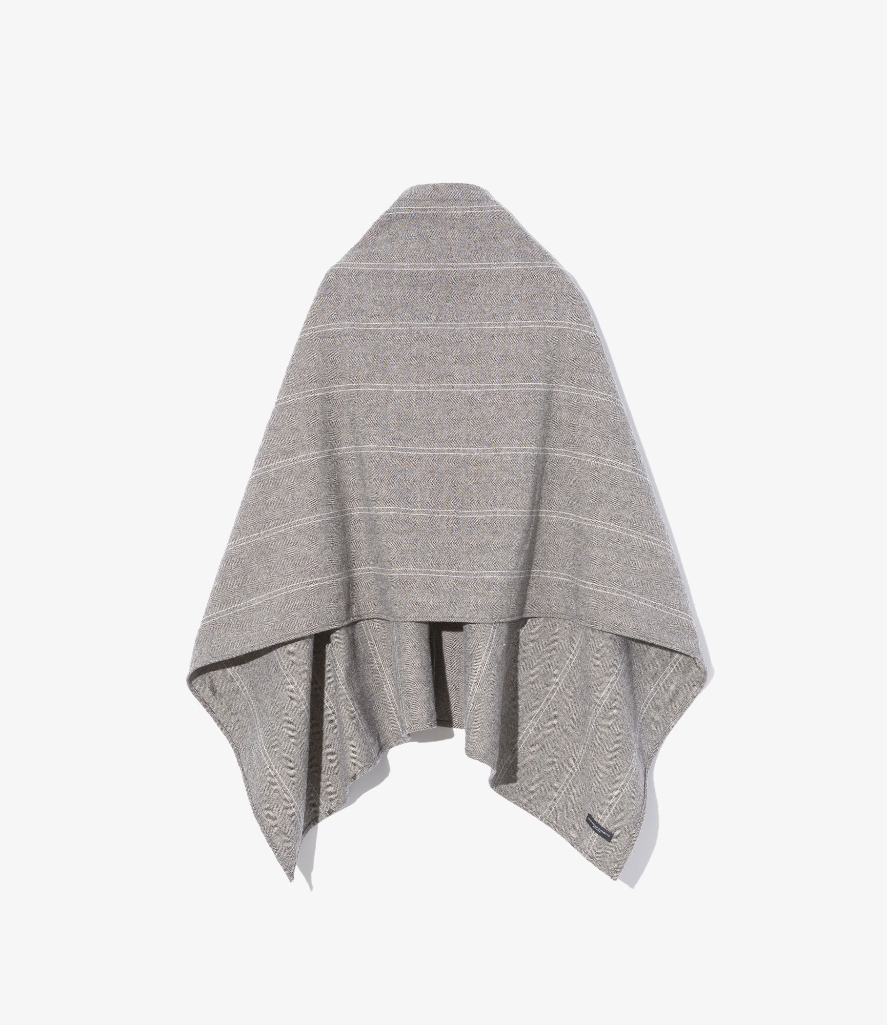 Button Shawl - Lt. Grey Wool Striped HB