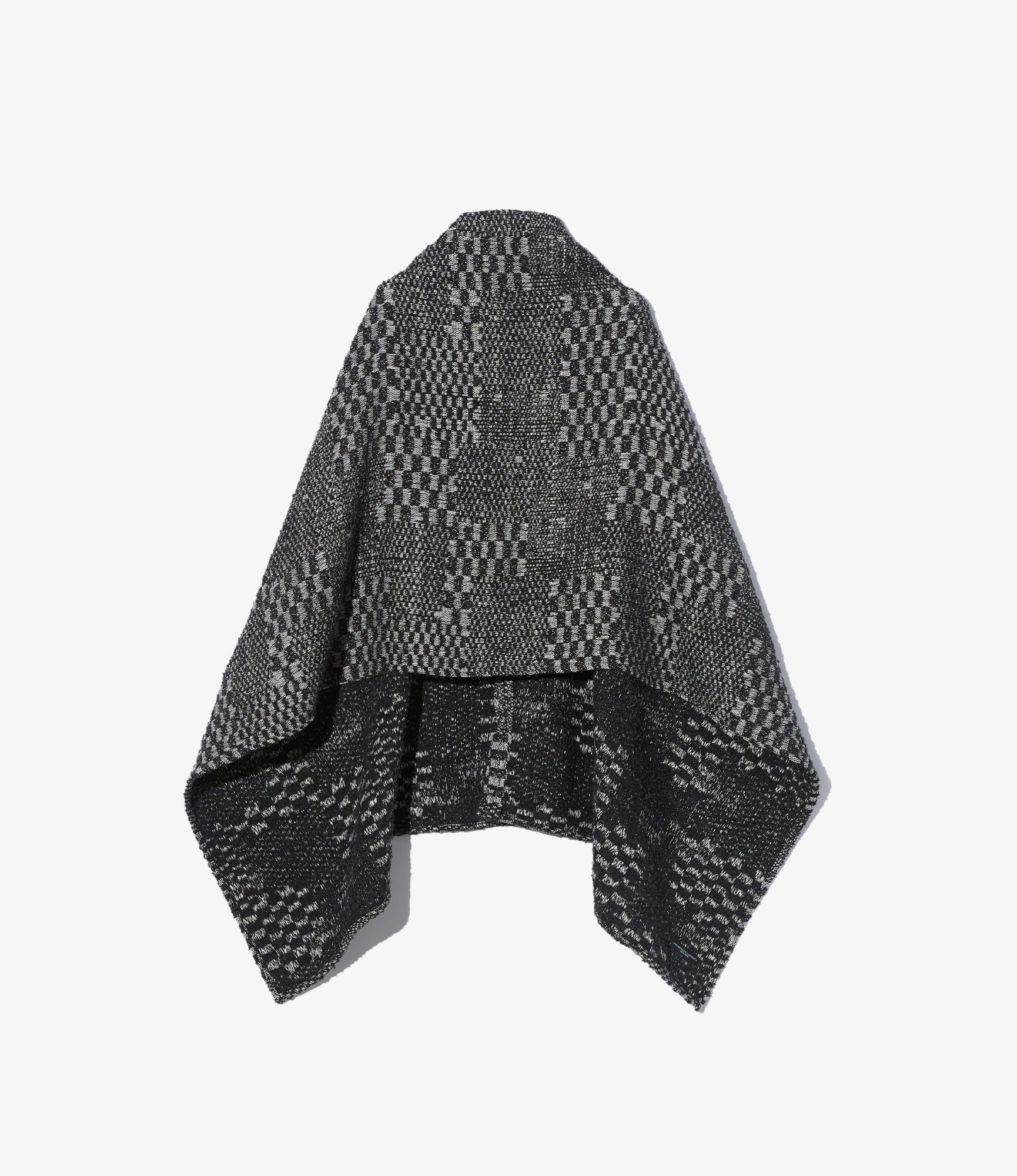 Button Shawl - Black/White Pattern Block Jacquard