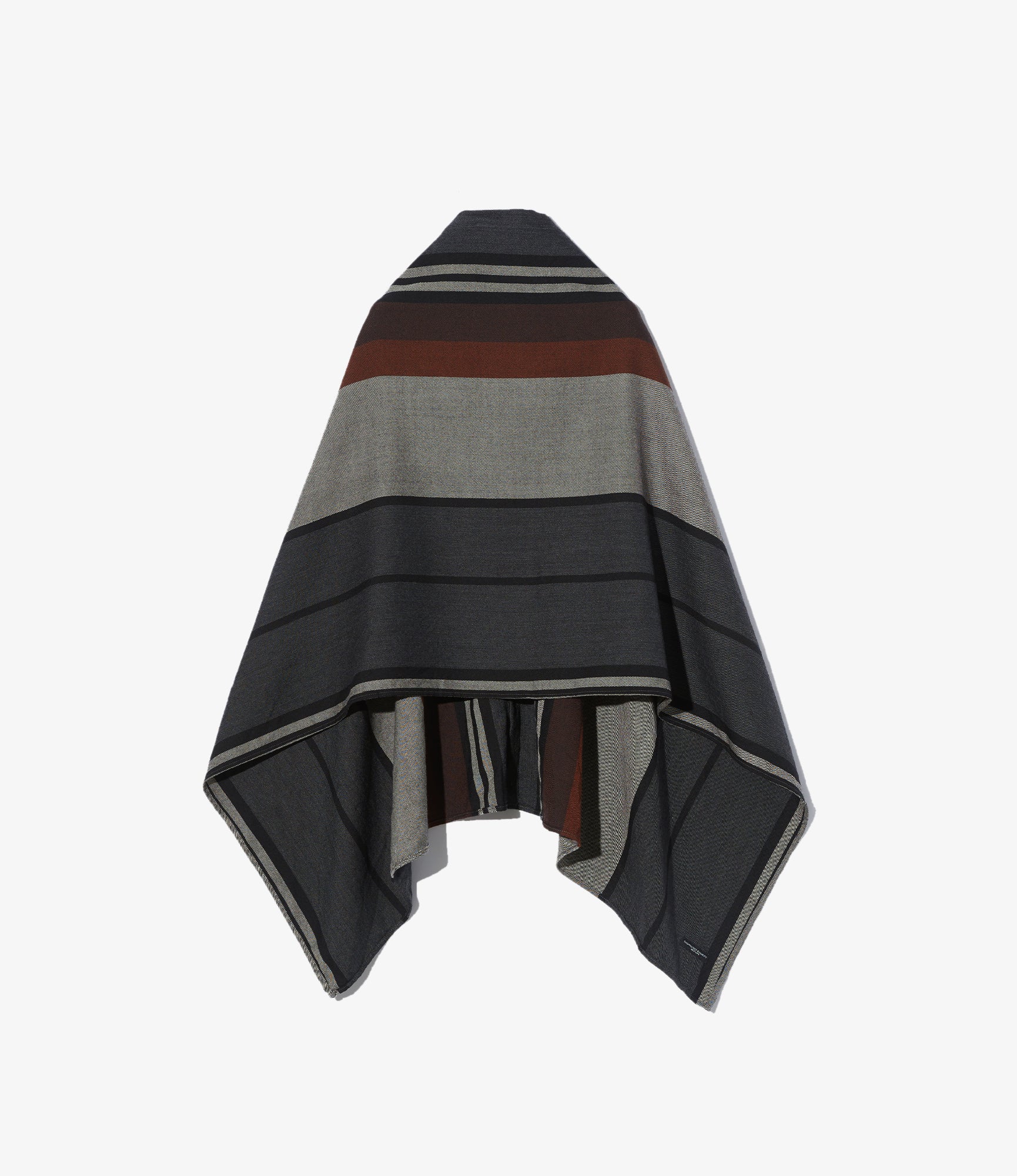 Button Shawl - Multi Color Wide Stripe Worsted Wool